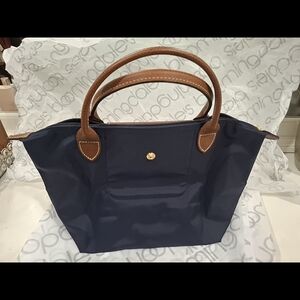 Authentic Longchamp Le Pliage Navy Small Top Handle Bag